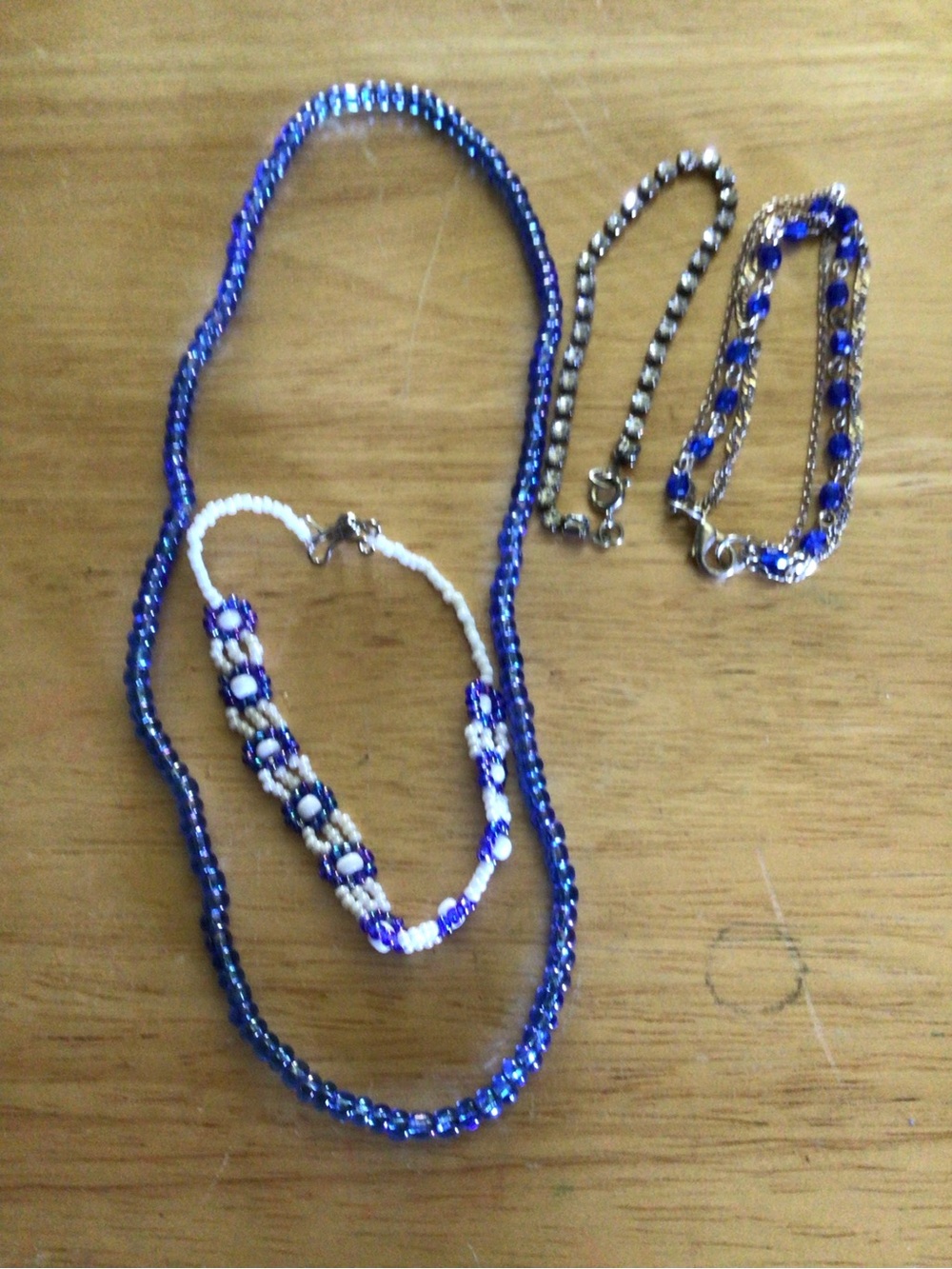 Blue Beaded Bracelet Set with Silver Accents - Unbranded